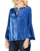 Two By Vince Camuto Ruffled Bell-sleeve Satin Rumple Blouse