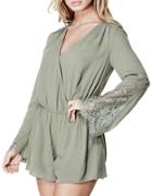 Guess Lace-trimmed Bell-sleeve Romper