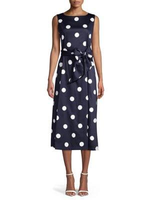 Anne Klein Polka Dot-print Midi Dress