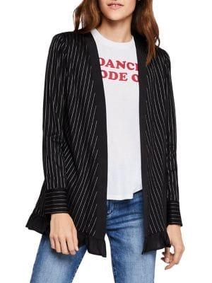 Bcbgeneration Pinstripe Surplice Ruffled Blazer