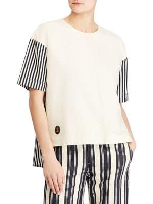Lauren Ralph Lauren Stripe-sleeve Drop-shoulder Tee