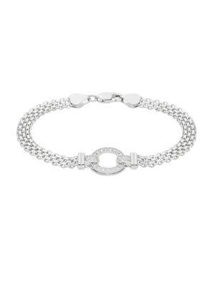 Lord & Taylor Sterling Silver And Cubic Zirconia Pave Mesh Bracelet