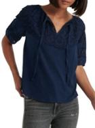 Lucky Brand Embroidered Cutout Knit Top