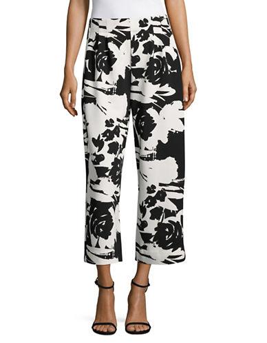 Joan Vass Pleated Floral Cropped Pants