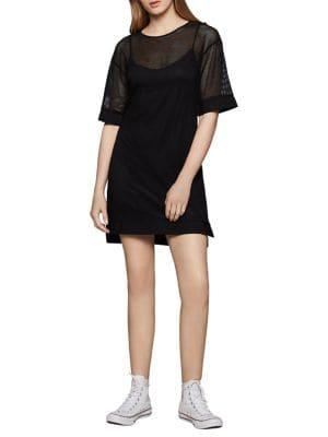 Bcbgeneration Mixed Media Mesh Shift Dress