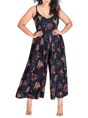City Chic Plus Desert Floral Wide-leg Jumpsuit