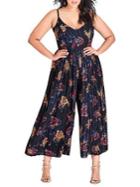 City Chic Plus Desert Floral Wide-leg Jumpsuit