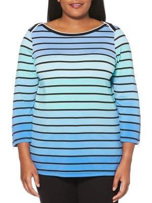 Rafaella Plus Thick Gradient Striped Top