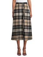 Max Mara Studio Diletta Fringe Plaid Midi Skirt