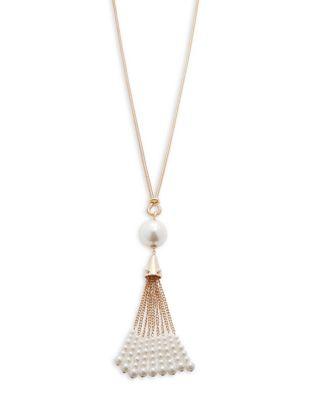 Design Lab Lord & Taylor Faux Pearl-accented Tassel Pendant Necklace