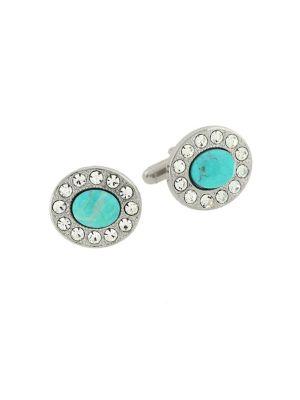 Lord Taylor Crystal-embellished Oval Cufflinks
