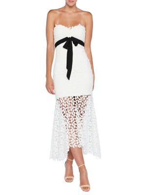Bardot Midi Lace Bow Dress