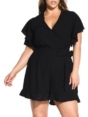 City Chic Plus Frill Love Playsuit
