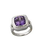 Lord & Taylor Sterling Silver Purple Amethyst Red Box Ring