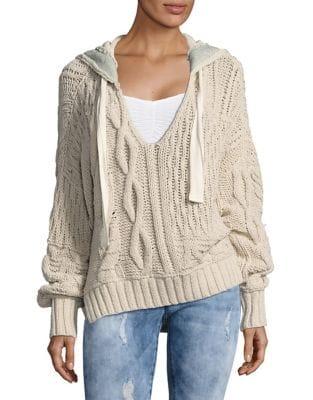 Free People Tierra Cable-knit Hoodie