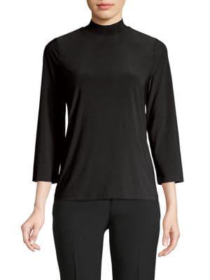 Kasper Three-quarter Sleeve Mockneck Top