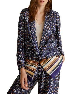 Mango Mixed-print Long Blazer