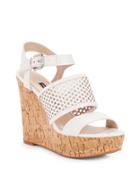 French Connection Devi Perforated Leather Wedge Sandals