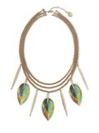 Vince Camuto Psychotropical Fashion Crystal And Leather Statement Necklace