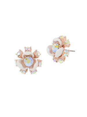 Betsey Johnson Flower Crystal Stud Earrings