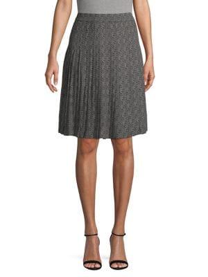 T Tahari Pleated Herringbone A-line Skirt