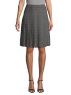 T Tahari Pleated Herringbone A-line Skirt