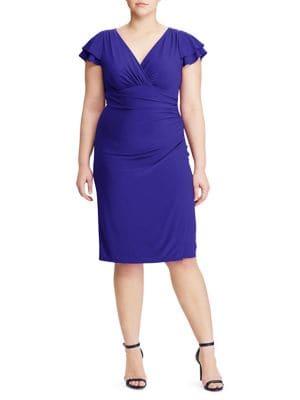 Lauren Ralph Lauren Plus Flutter-sleeve Jersey Dress