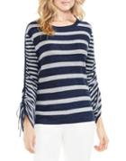 Two By Vince Camuto Stripe Drawstring- Sleeve Jersey Sweater