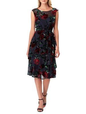 Tahari Arthur S. Levine Sleeveless Velvet Burout Shift Dress