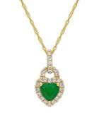 Sonatina 14k Yellow Gold, Emerald & Diamond Halo Heart Necklace
