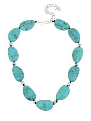 Robert Lee Morris Soho Santa Fe Turquoise And Crystal Station Collar Necklace