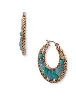 Anne Klein Faceted Stone Hoop Earrings