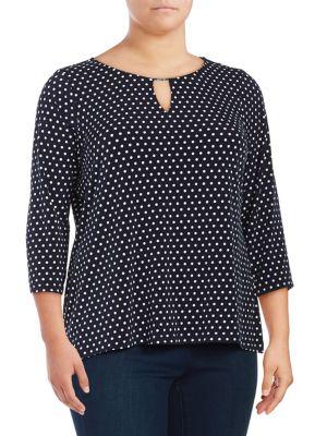 Calvin Klein Plus Printed Keyhole Top