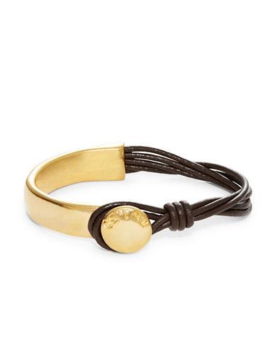Uno De 50 Golden Leather Bangle Bracelet