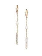 Nadri Goldtone, Faux Pearl & Crystal Linear Drop Earrings