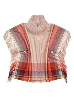 Fraas Border Stripe Collared Poncho