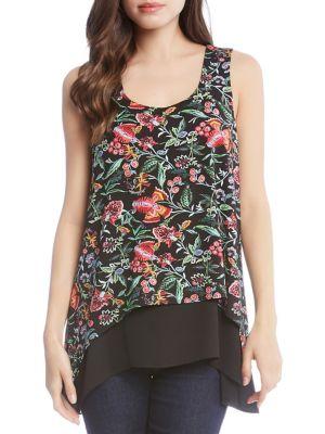 Karen Kane Floral Contrast Hem Top