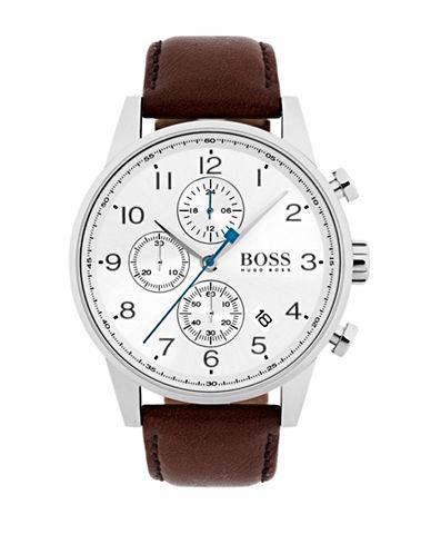 Hugo Boss Navigator Stainless Steel Chronograph Dark Brown Strap Watch