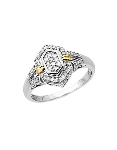 Lord & Taylor Diamond Ring In Sterling Silver With 14k Yellow Gold