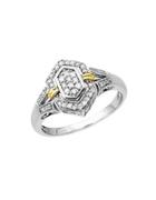 Lord & Taylor Diamond Ring In Sterling Silver With 14k Yellow Gold