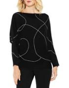 Vince Camuto Petite Ribbed Dolman-sleeve Ink Swirl Sweater