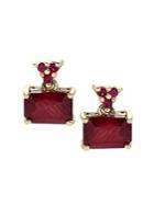 Lord & Taylor Ruby And 14k Yellow Gold Stud Earrings