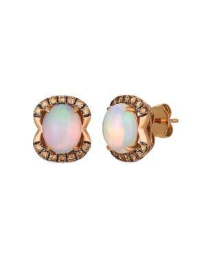 Le Vian 14k Strawberry Gold, Neapolitan Opal, And Chocolate Diamond Earrings