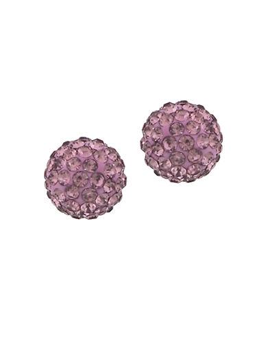 Lord & Taylor Lavender Sterling Silver And Crystal Ball Stud Earrings