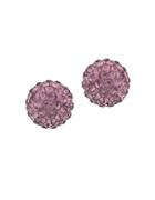 Lord & Taylor Lavender Sterling Silver And Crystal Ball Stud Earrings