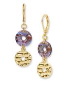 Lonna & Lilly Abalone Disc Double Drop Earrings