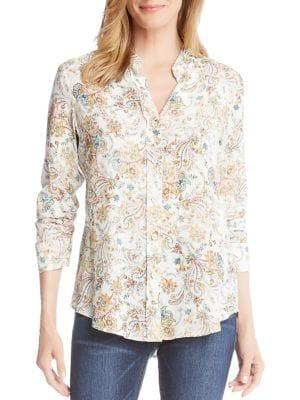 Karen Kane Shirred-sleeve Button-down Shirt