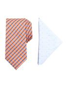 Tallia Orange Barclay Patterned Tie And Pocket Square Set