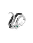 Effy White And Black Diamond, Emerald And 14k White Gold Ring