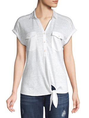 Tommy Bahama Front-tie Linen Camp Shirt